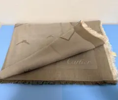 Cartier ストール 鳥柄 大判 ベージュ系 中古 美品