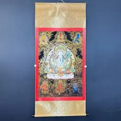 黑财神 チベット仏教 タンカ 仏画 掛軸 開運 縁起物 インテリア 仏教