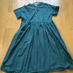 Heart Market 半袖 ギャザー ワンピース グリーン　マキシ丈　綿のサムネイル