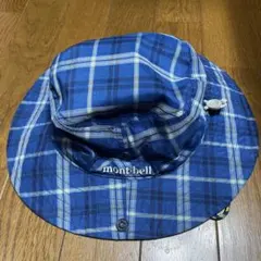 【美品】mont-bell チェック柄 アウトドア帽子　キッズフリーサイズ