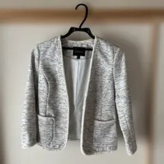 BANANA REPUBLIC ノーカラージャケット ホワイト/ブラック