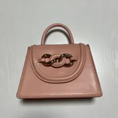 [美品]ピンク レザー ショルダーバッグ ゴールドチェーン　大人可愛い