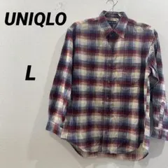 UNIQLO チェックネルシャツ 長袖 カジュアル Lサイズ 秋冬