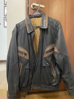 レザー バイカー風ジャケット 黒と茶色