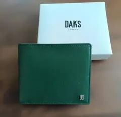 値下げ DAKS LONDON 二つ折り財布 グリーン 牛革 DP35118のサムネイル