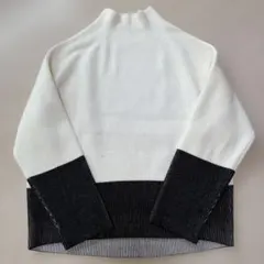 バイカラーニット　フェンネル　ホワイト　ブラック　M