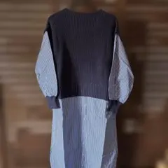 COLLAGE ストライプニットワンピース F