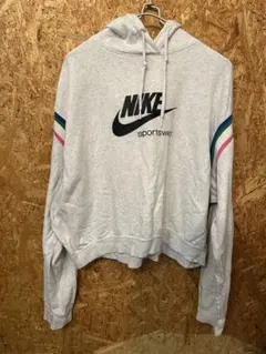 NIKE グレー クロップドパーカーLサイズ