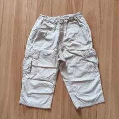 ベルメゾン 140cm 接触冷感 クロップド カーゴパンツ 綿100 ベージュ