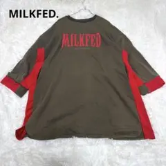 ミルクフェド　長袖トレーナー　オリーブグリーン　レッド 【ONE SIZE】
