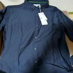 LACOSTE ネイビー ストライプ長袖シャツ M