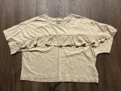 【GAP KIDS】キッズ フリル付き 半袖カットソー ベージュ S