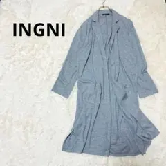 イング 長袖ロングカーディガン 襟付き 体型カバー レーヨン混 カジュアル