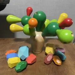 Plantoys サボテンバランスゲーム　知育玩具　木製　ストーン　積み木　石