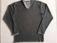 グレー Vネック 長袖カットソー メンズ　LL