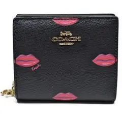 COACH リッププリント 二つ折り財布 ブラック
