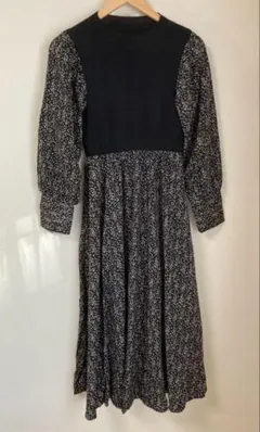 natural couture フラワープリント ロングワンピース 長袖