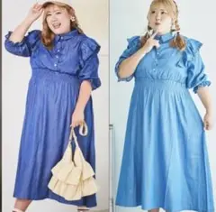 【新品】びっくえんじぇる♡えりぴよモデル♡3L♡デニム♡ロング♡ワンピース