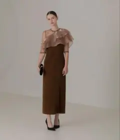 LEJA アシンメトリーティアードフリル3WAYベロアドレスM