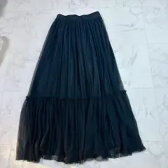 SHIPS シップス リバーシブル ロングスカート チュール 光沢 ギャザー