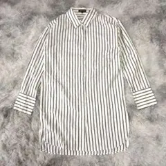 美品✨【INDIVI】 ストライプ 長袖シャツ (XXS) ロング丈 ワールド