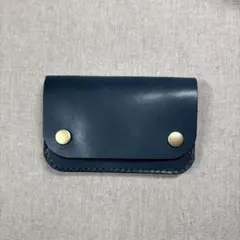 栃木レザーミニトラッカーウォレットネイビーハンドメイド