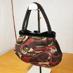 美品】カラービーズバッグ 総ビーズ フォーマル 和装 洋装 がま口 ハンドバッグ