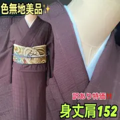 訳あり特価✨正絹 色無地 濃ボルドー 格子地紋 鶴の背紋 粋なセミアンティーク