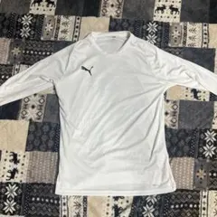 PUMA ホワイト 長袖Tシャツ　サッカーアンダーウェア　Lサイズ