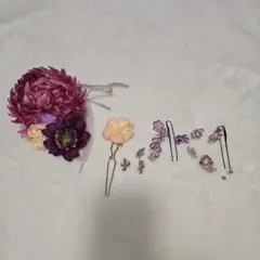 成人式 布製花髪飾りセット