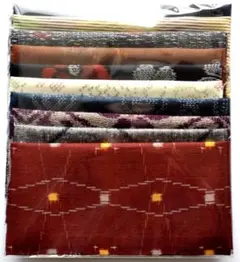 紬・お召 各産地はぎれ 10枚セット 正絹　No25-C「おまけ付き」