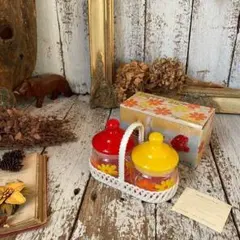 ヴィンテージ 未使用*石塚硝子 アデリア*レトロポップ ガラス容器 トレイ 3点