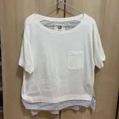 ONIGIRI 半袖Tシャツ ストライプ切替 ポケット付のサムネイル