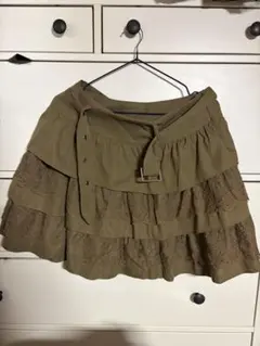 ROMWE フリル付きミニスカート S オリーブグリーン