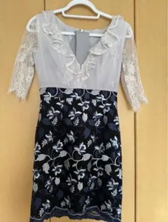 レース フリル刺繍 ネイビーグレードレス Jewels