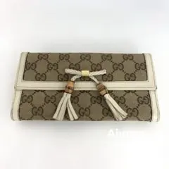 グッチ バンブータッセル レザー長財布 269981 竹 ベージュピンク