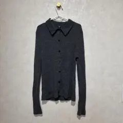 ユニクロ　エクストラファインメリノリブポロカーディガン　グレー