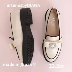 新品⭐️artemisbyDIANA❤️ビジューリボン 厚底ローファー 22.5㎝