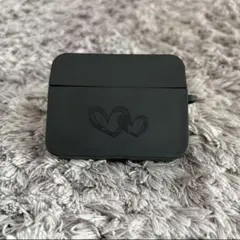 AirPodsPro ケース カバー ブラック ハート スクエア イヤホンケース