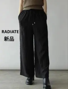 RADIATE 新品　ストライプ　ワイドパンツ　ブラック　ウエストゴム