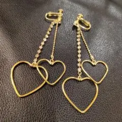 ハート型フープイヤリング クリスタル付き