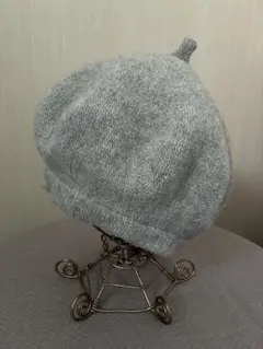 グレー ニット ベレー帽