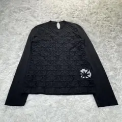 トリココムデギャルソン 長袖カットソー 花柄刺繍 黒 M 毛100%のサムネイル