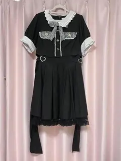 LIZLISA カシュクールセットアップ風ワンピース ブラック