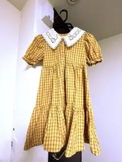 ZARA チェック　ワンピース　黄色