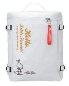 SNOOPY プレミアムストラップ付 スクエアリュック 【ホワイト】・未開封