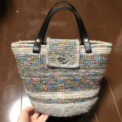 未使用☆カラフルな編み込みハンドバッグ　クラフト