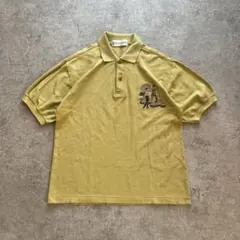 半袖ポロシャツ 刺繍ロゴ イエロー ヴィンテージ古着 ゴルフ レトロ メンズ