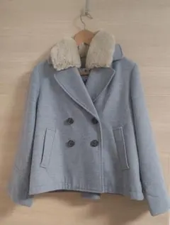 ファー襟 グレー ダブルブレストジャケット