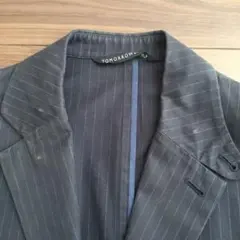 トゥモローランドコットンジャケット日本製 48 Ｌ相当 中古 濃紺 ストライプ